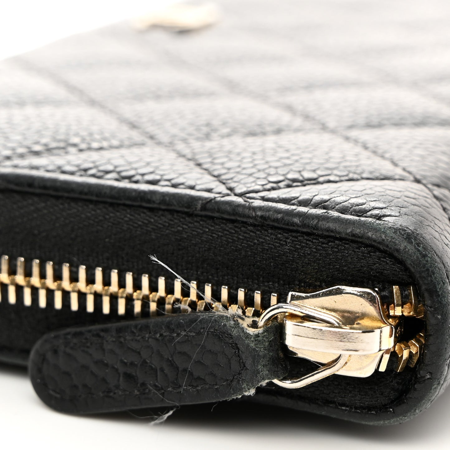 Caviar Quilted Large Gusset Zip Around Wallet Black