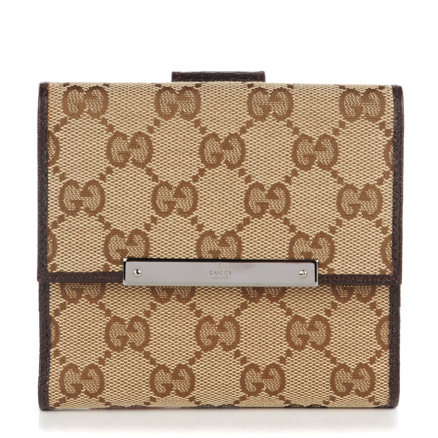 Monogram Metal Bar French Flap Wallet Beige Ebony Cocoa