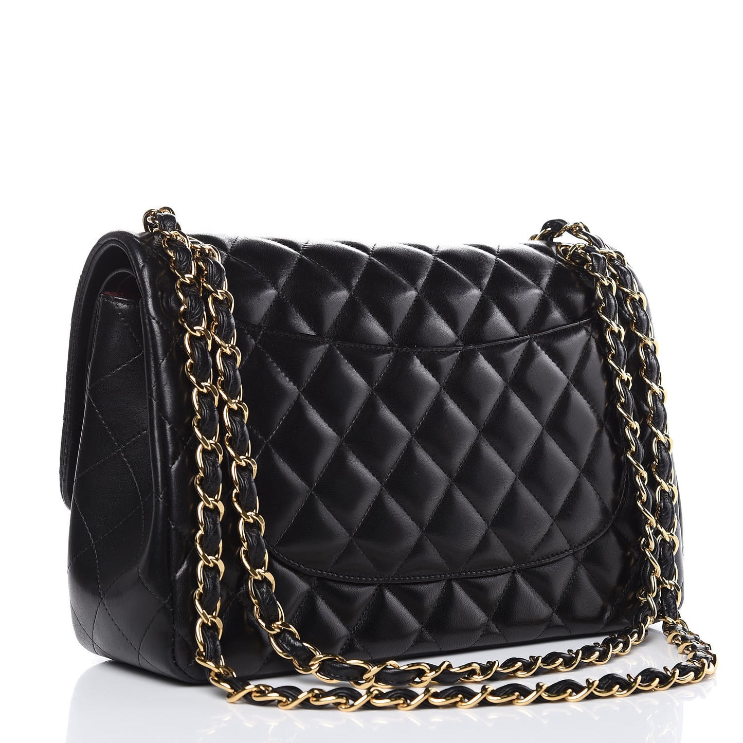 Lambskin Quilted Jumbo Double Flap Black