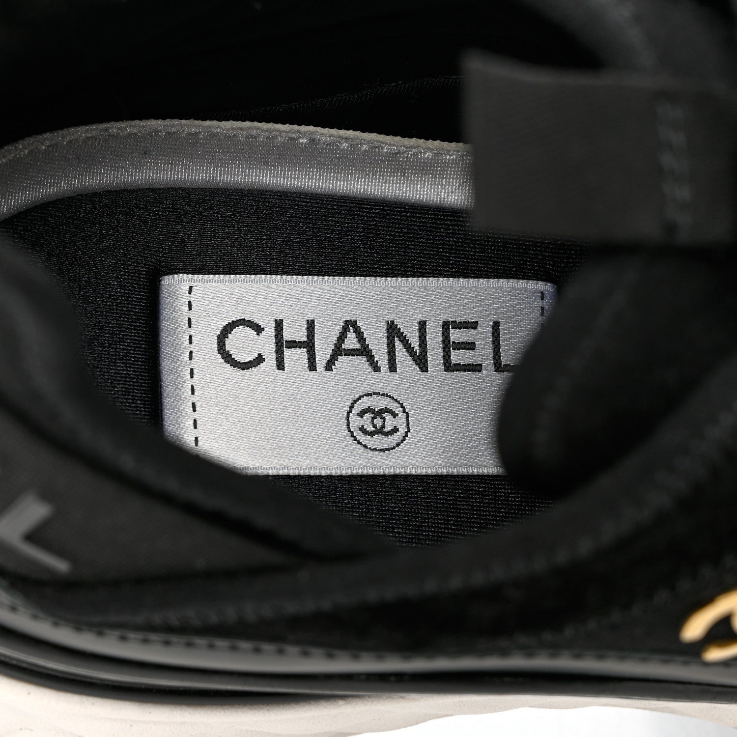 Chanel Velvet Calfskin Mixed Fibers CC Sneakers 37.5 Black 7 of 9