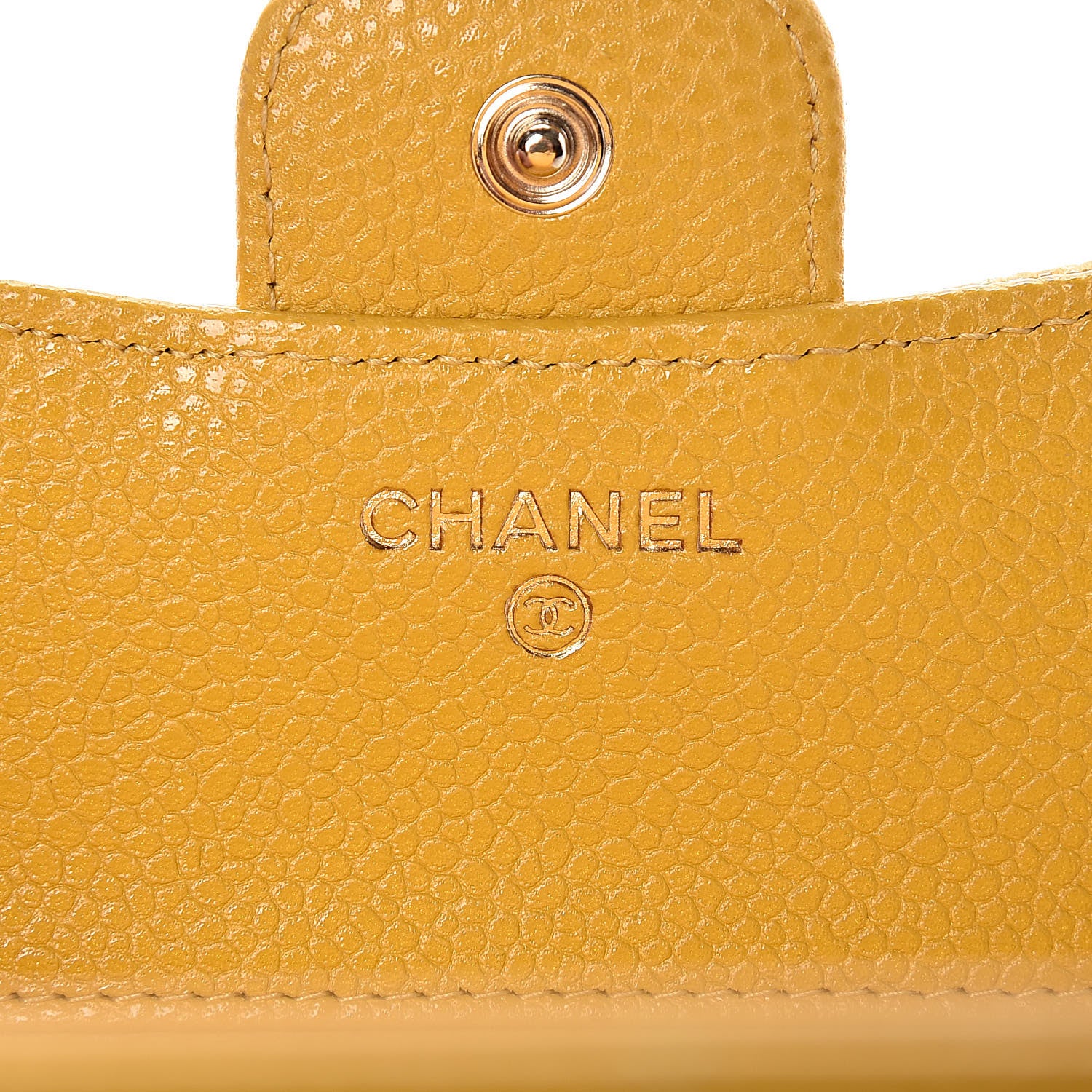 Chanel Caviar Quilted Compact Flap Wallet Yellow 6 of 10