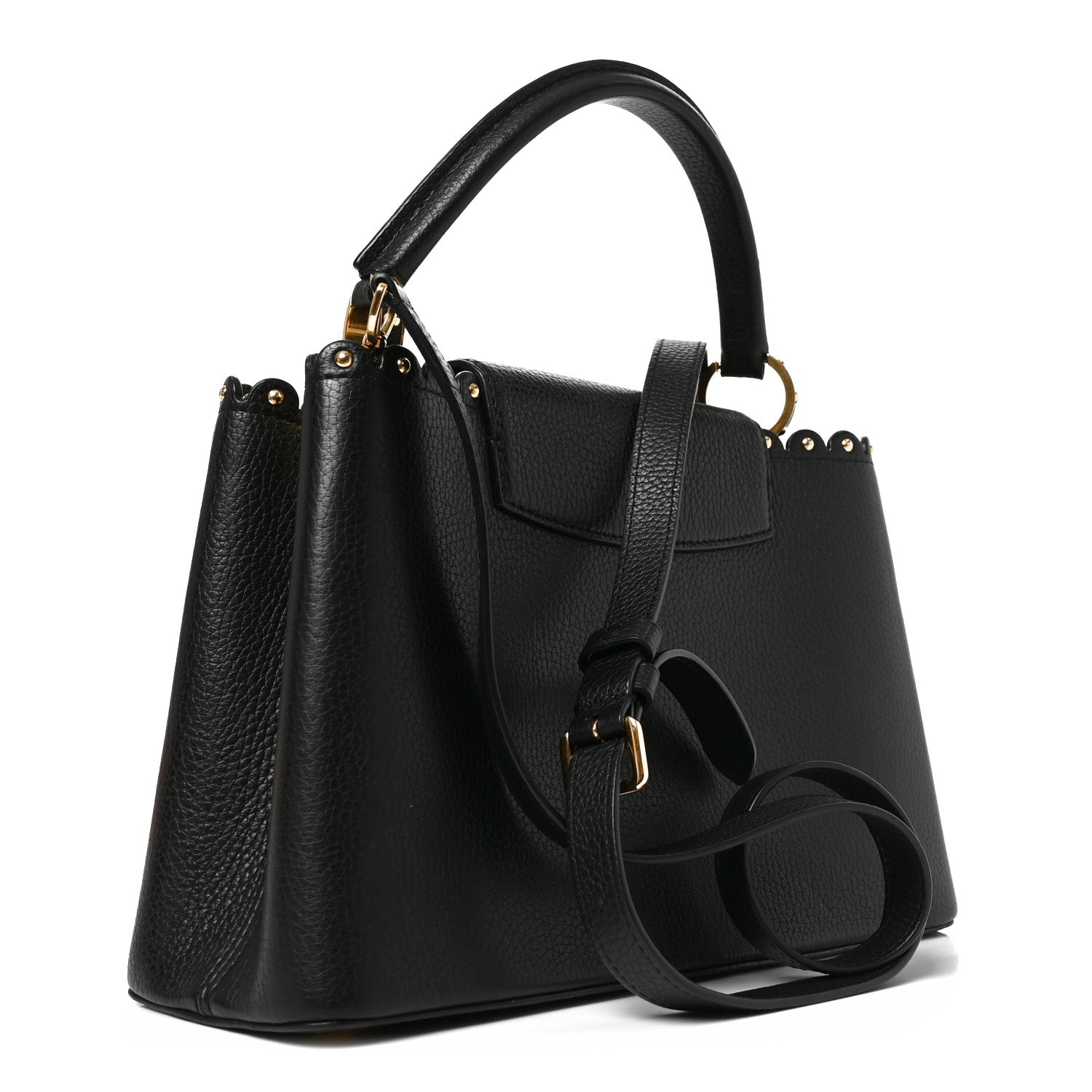 Louis Vuitton Taurillon Studded Capucines PM Black 3 of 9