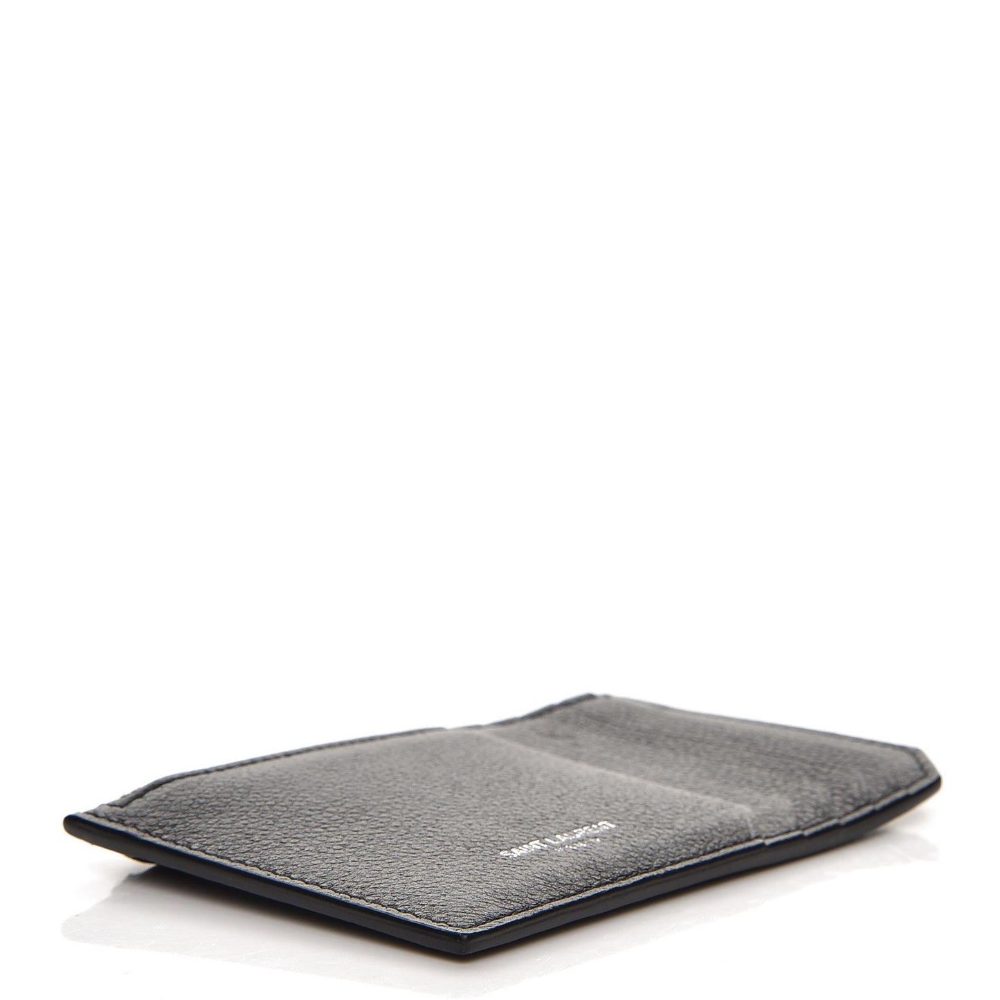 Grained Calfskin 5 Fragments Zip Pouch Card Holder Black