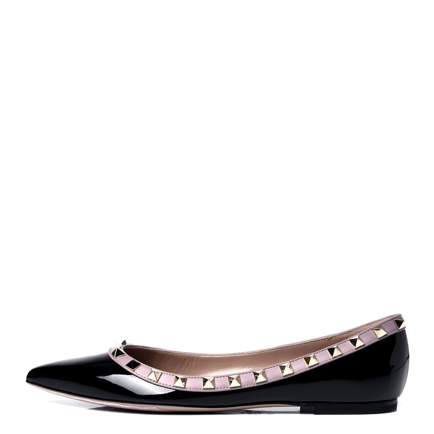 Valentino Garavani Patent Nappa Rockstud Ballerina Flats 36.5 Black Poudre 1 of 6