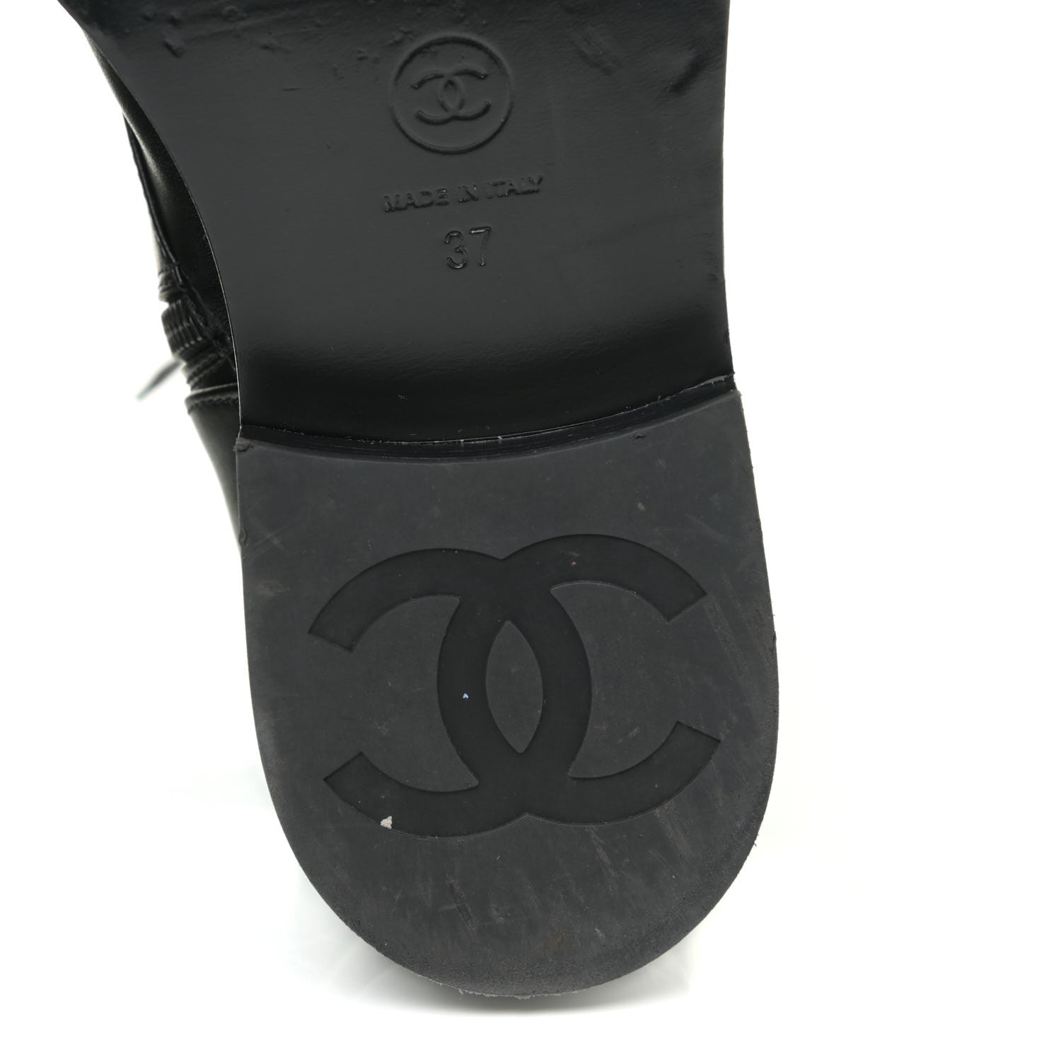 Chanel Calfskin Lace Up Combat Boots 37 Black 10 of 13