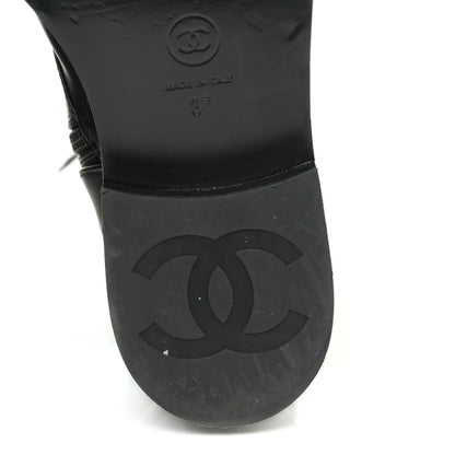 Chanel Calfskin Lace Up Combat Boots 37 Black 10 of 13