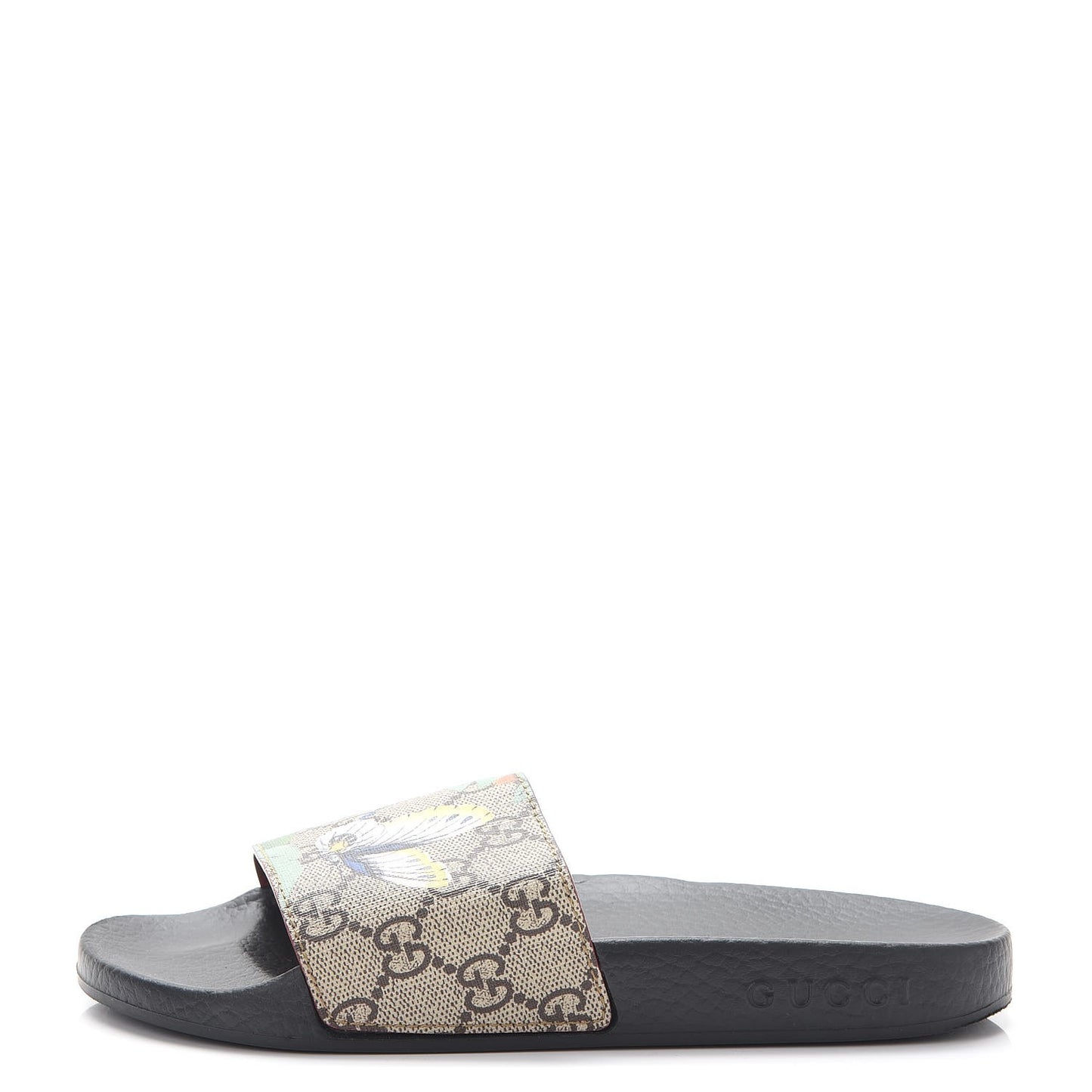 GG Supreme Monogram Tian Print Slide Sandals 35 36 Black Ebony Multicolor