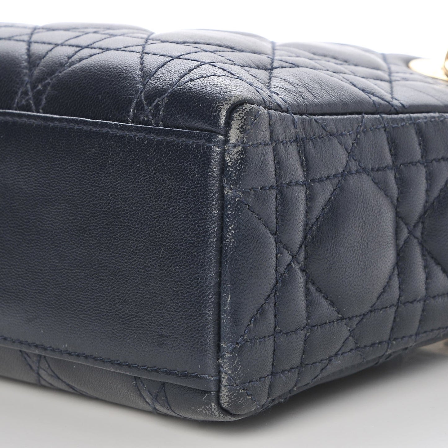 Lambskin Cannage Mini Lady Dior Navy Blue
