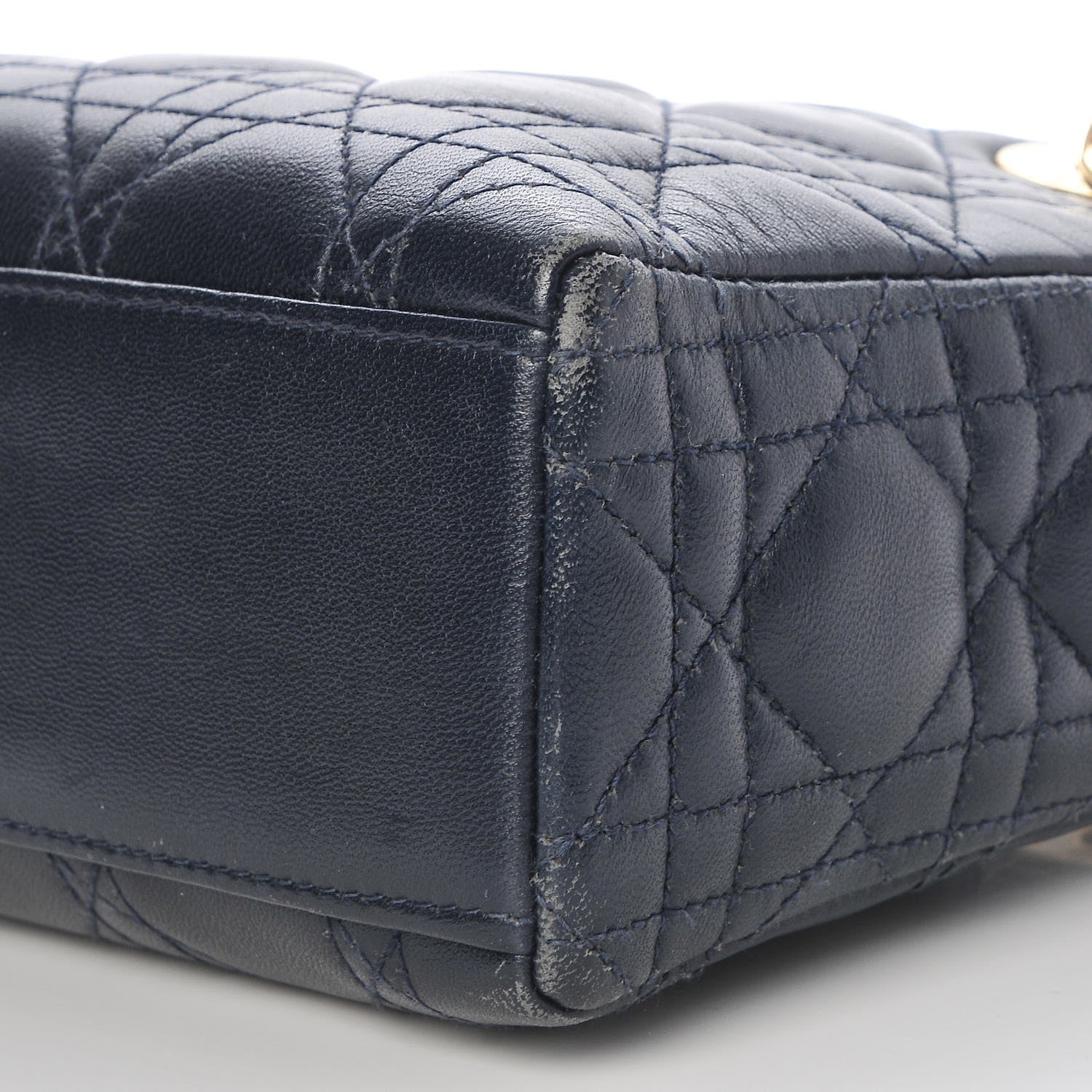 Christian Dior Lambskin Cannage Mini Lady Dior Navy Blue 9 of 9