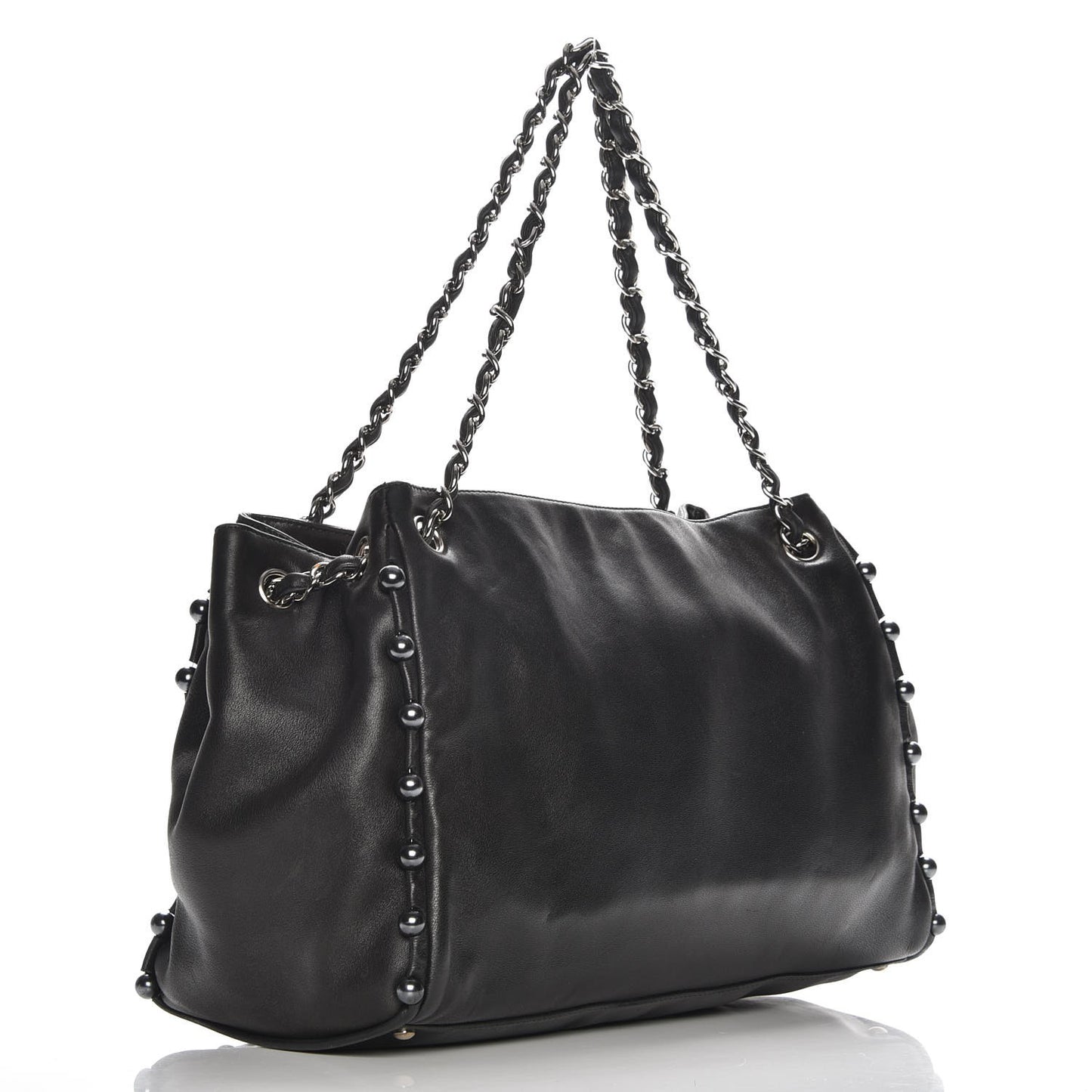 Lambskin Pearl Obsession Tote Black