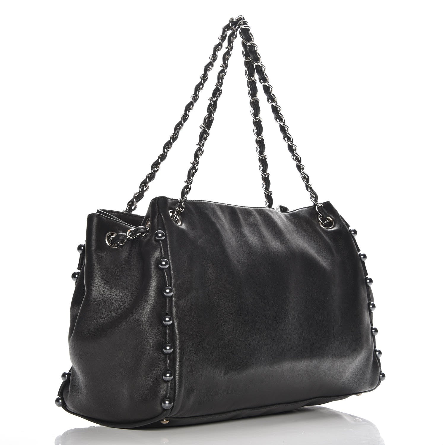 Chanel Lambskin Pearl Obsession Tote Black 3 of 8