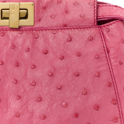 Fendi Ostrich Shiny Nappa Mini Peekaboo Iconic Satchel Fuchsia 9 of 11