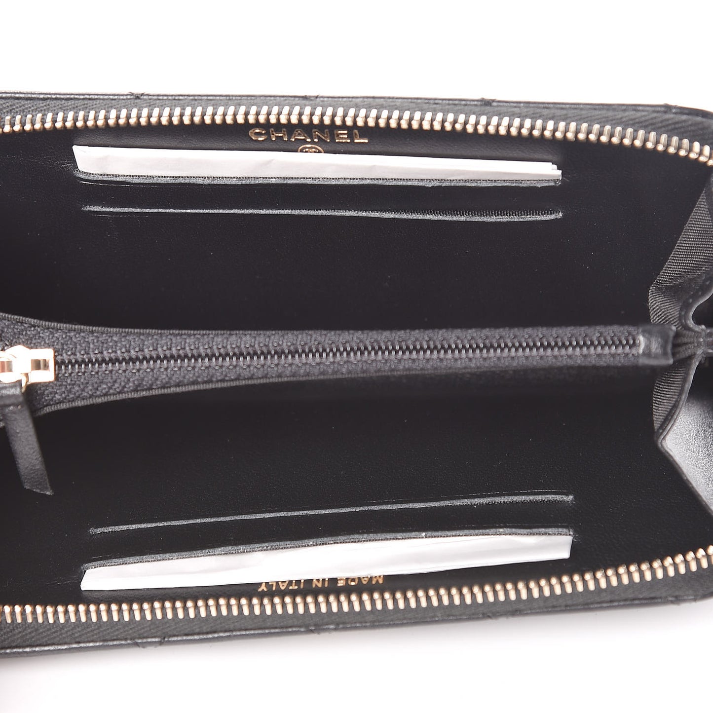 Lambskin Quilted Small Lucky Charms Zip Around Wallet Black
