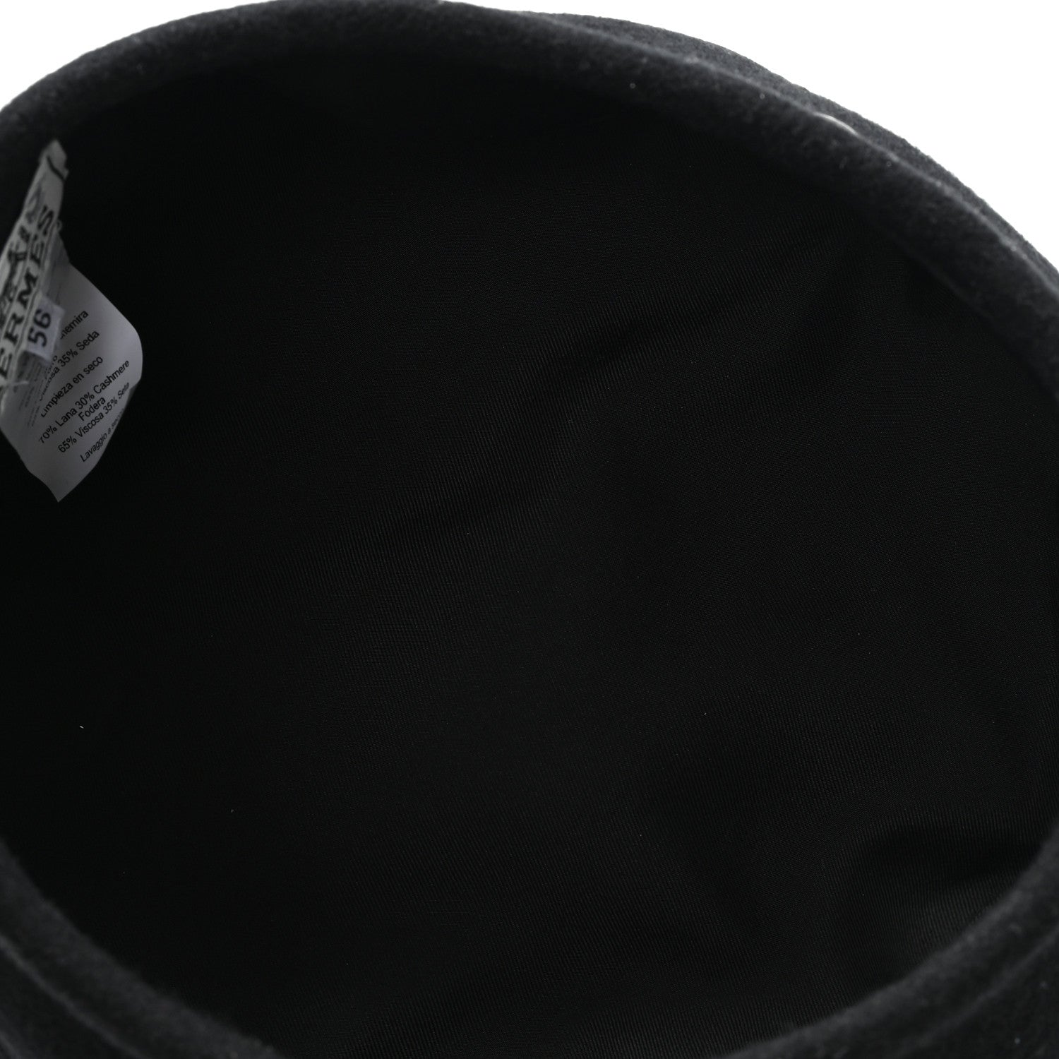Hermes Wool Cashmere Saint Honore Drap Beret 56 Black 7 of 9