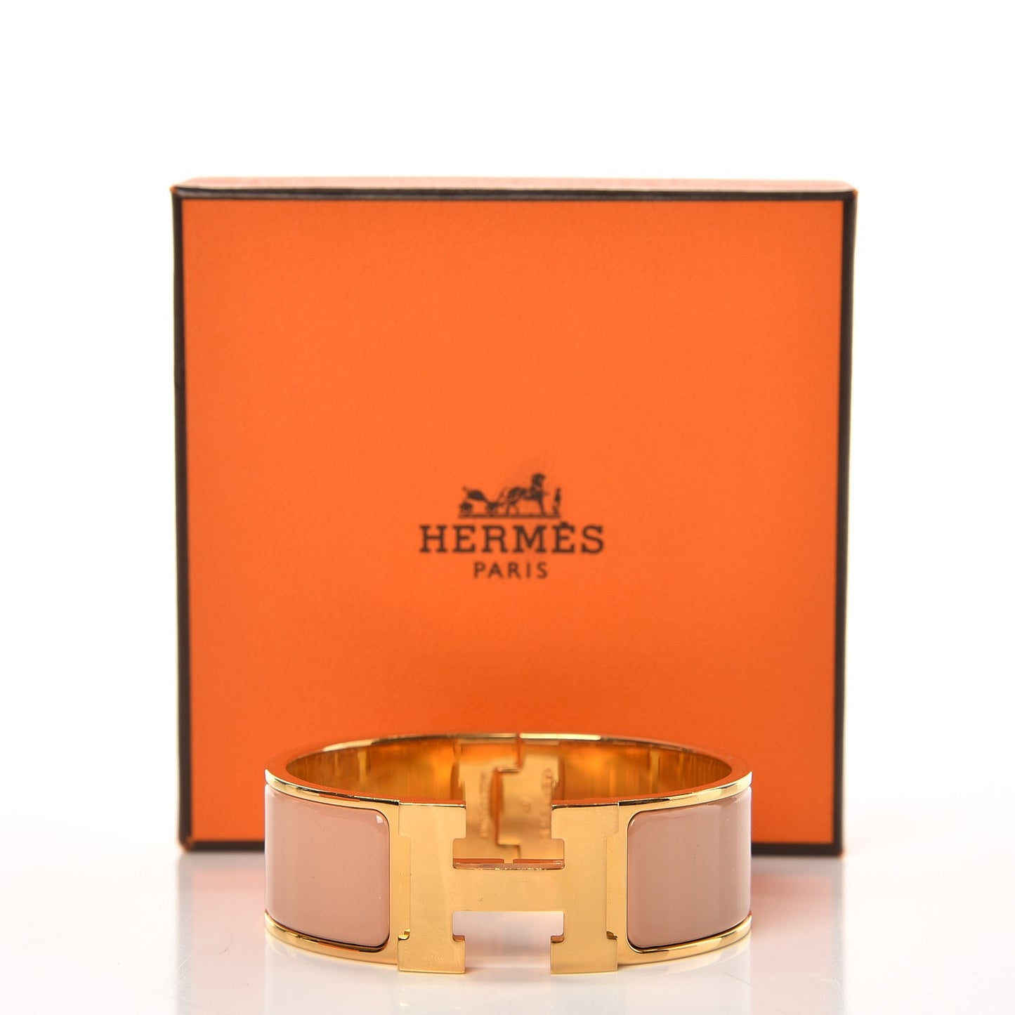 Enamel Wide Clic Clac H Bracelet PM Rose Poudre