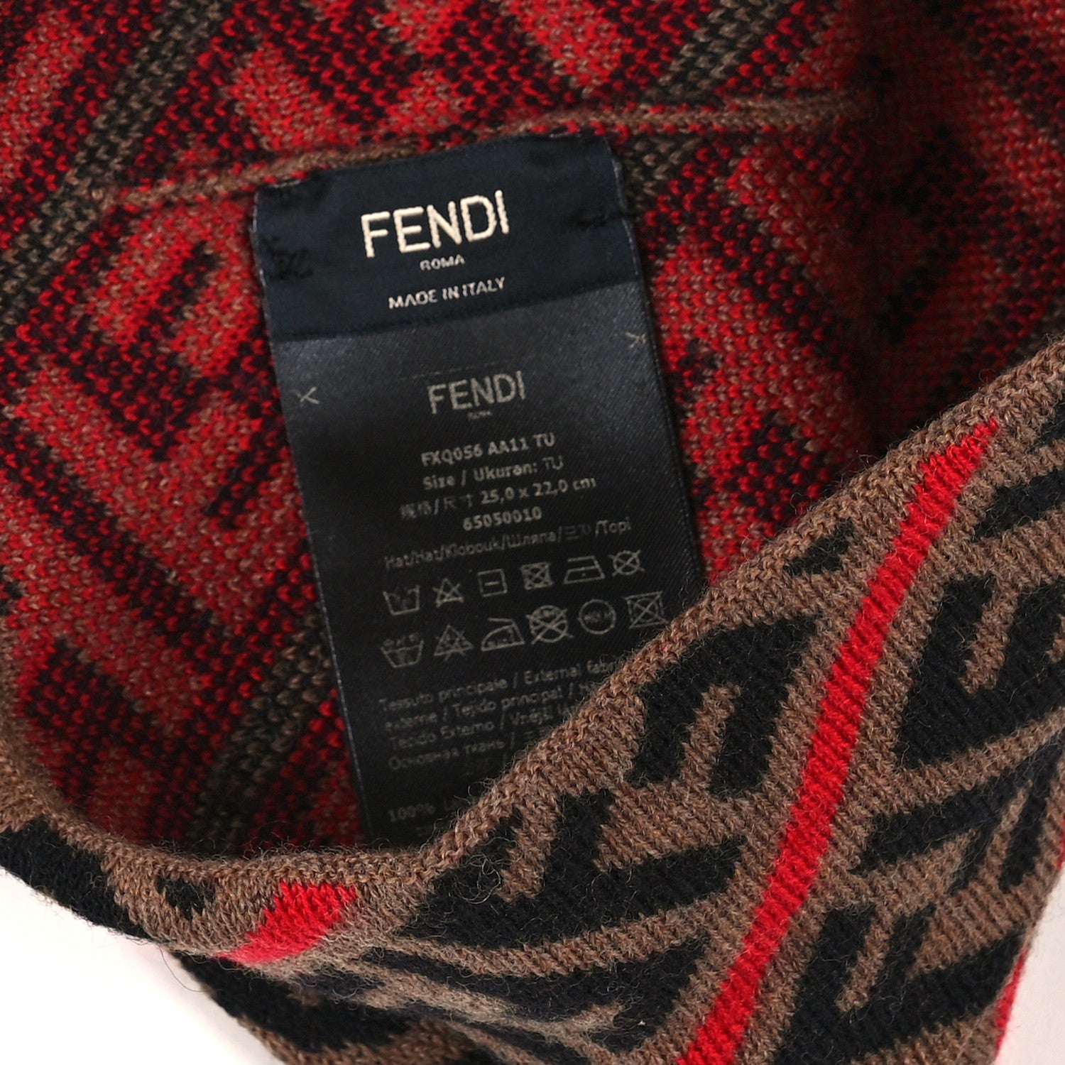 Fendi Wool Knit Zucca Beanie Tobacco Rosso 3 of 3