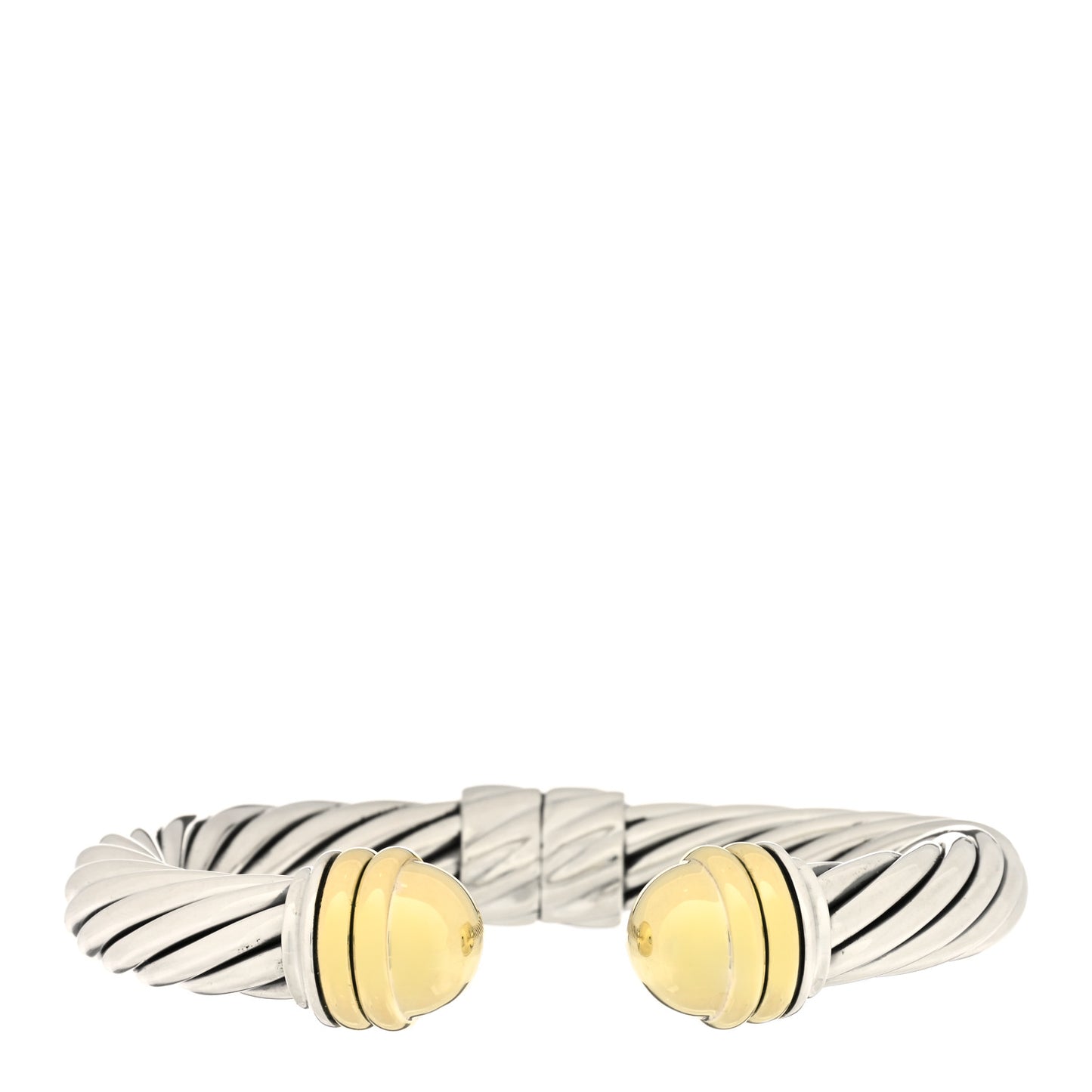 Sterling Silver 14K Yellow Gold 10mm Cable Classics Bracelet