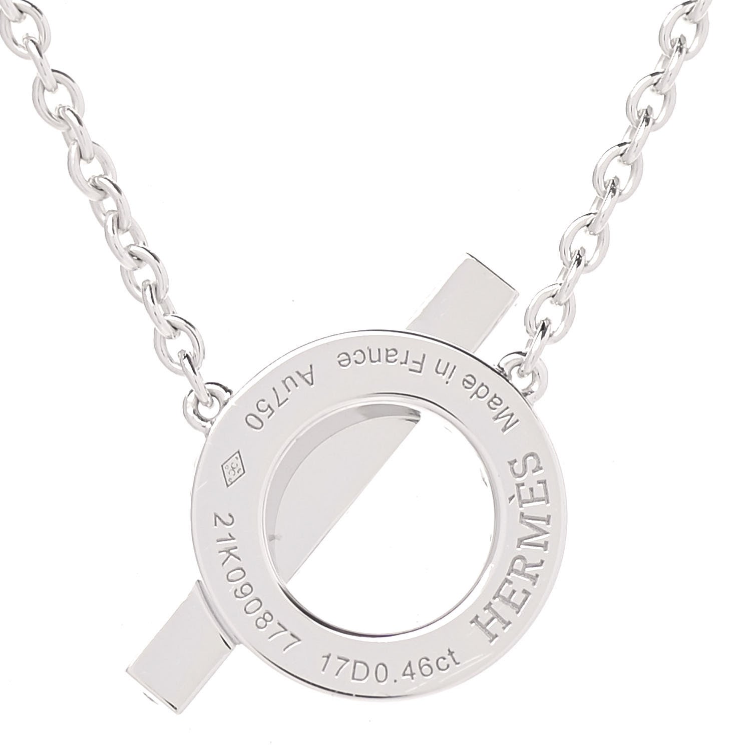 Hermes 18K White Gold Diamond Finesse Pendant Necklace 4 of 5