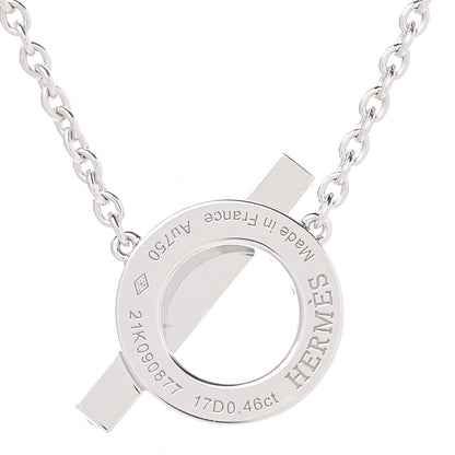 Hermes 18K White Gold Diamond Finesse Pendant Necklace 4 of 5