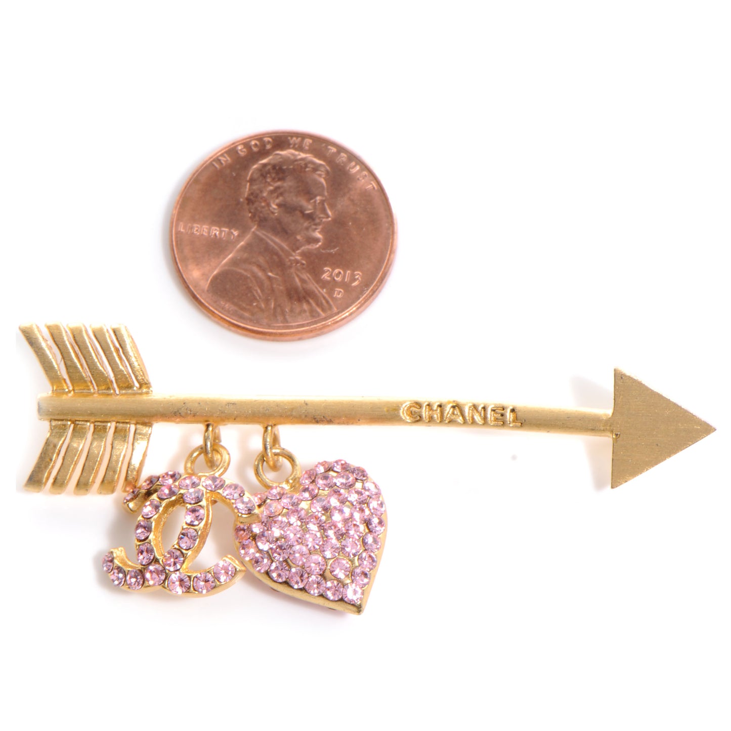 Crystal CC Heart Hair Pin Clip Barrette Gold