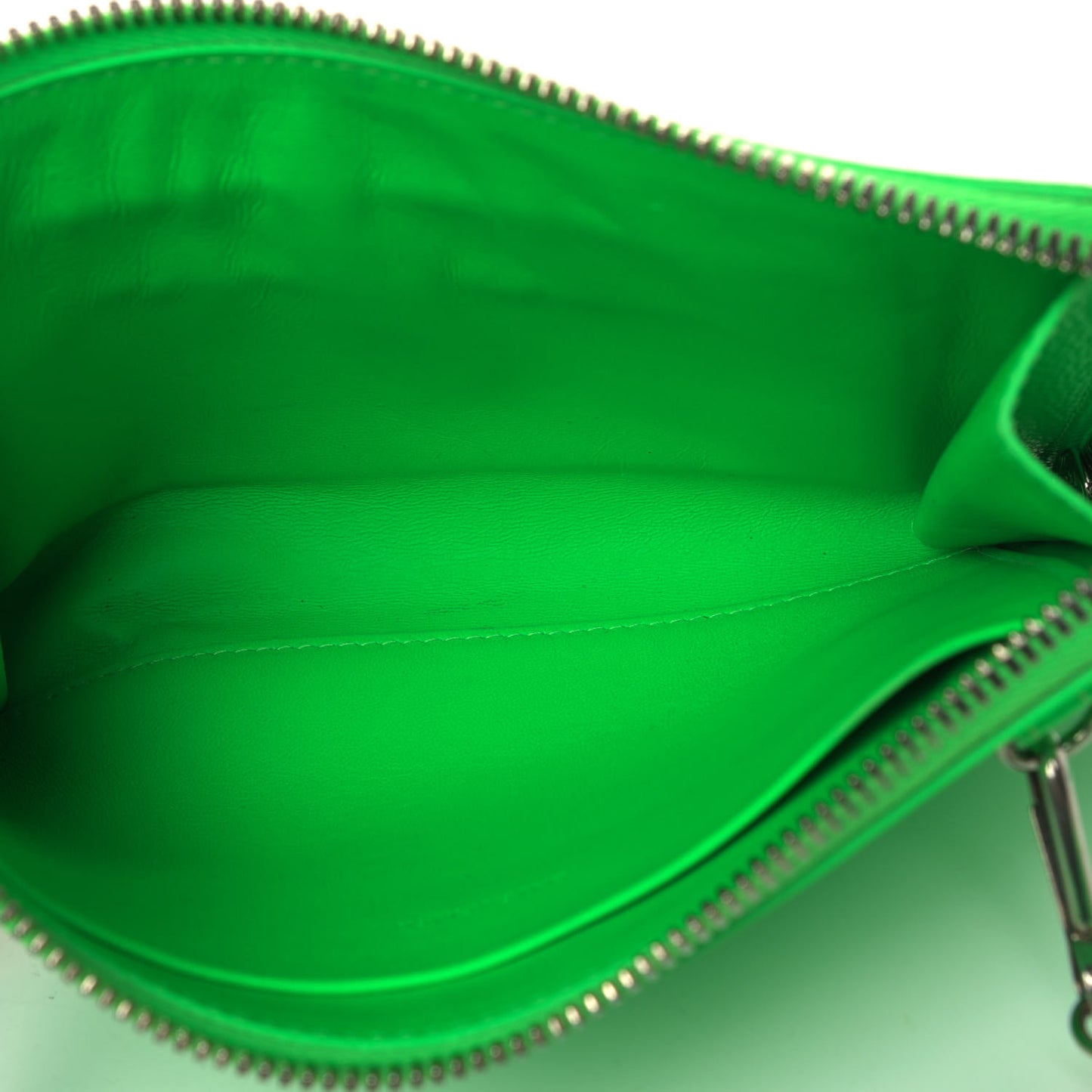 Grained Calfskin Neo Classic Silver Hardware Zip Around Crossbody Fluo Green