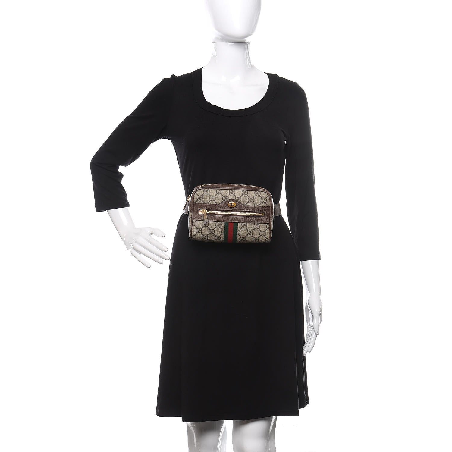 Gucci GG Supreme Monogram Web Small Ophidia Belt Bag 85 34 Dark Brown 2 of 10