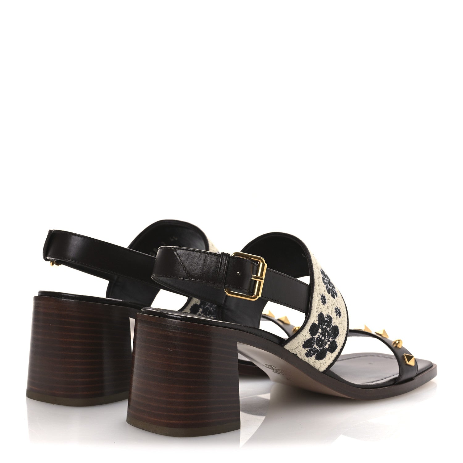 Valentino Garavani Calfskin Rockstud Grape Embroidered 60mm Plaster Caster Sandals 40 Fondant 5 of 12
