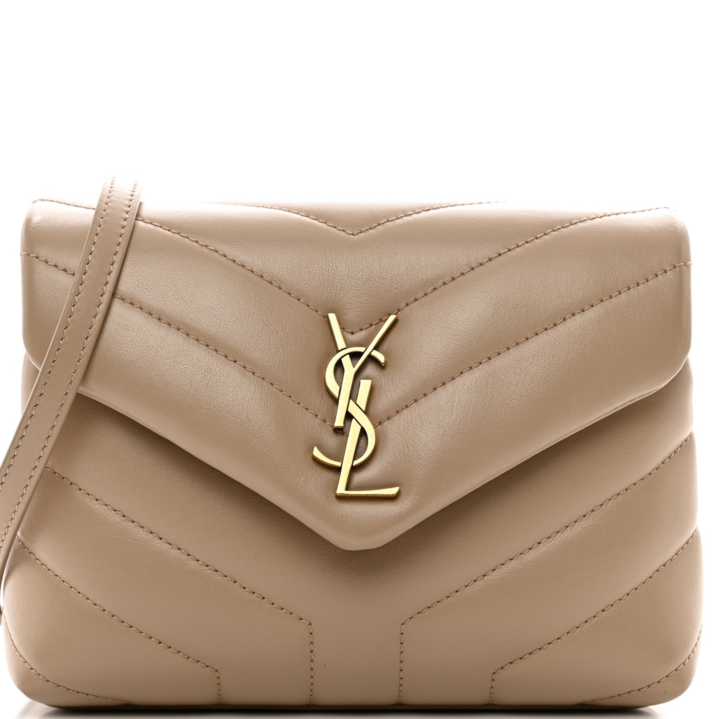 Calfskin Y Quilted Monogram Toy Loulou Crossbody Bag Latte
