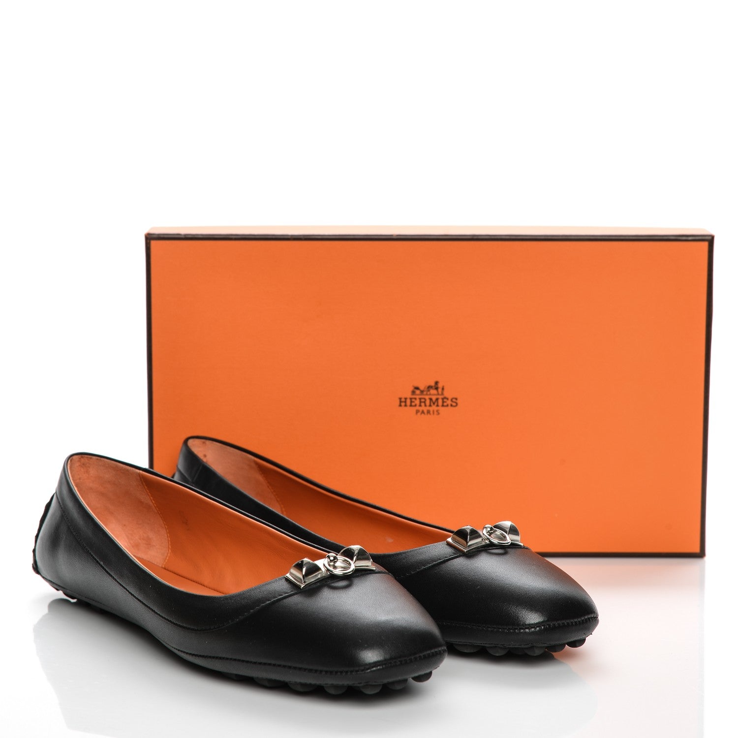 Hermes Calfskin Liberty Ballerina Flats 39 Black 10 of 10