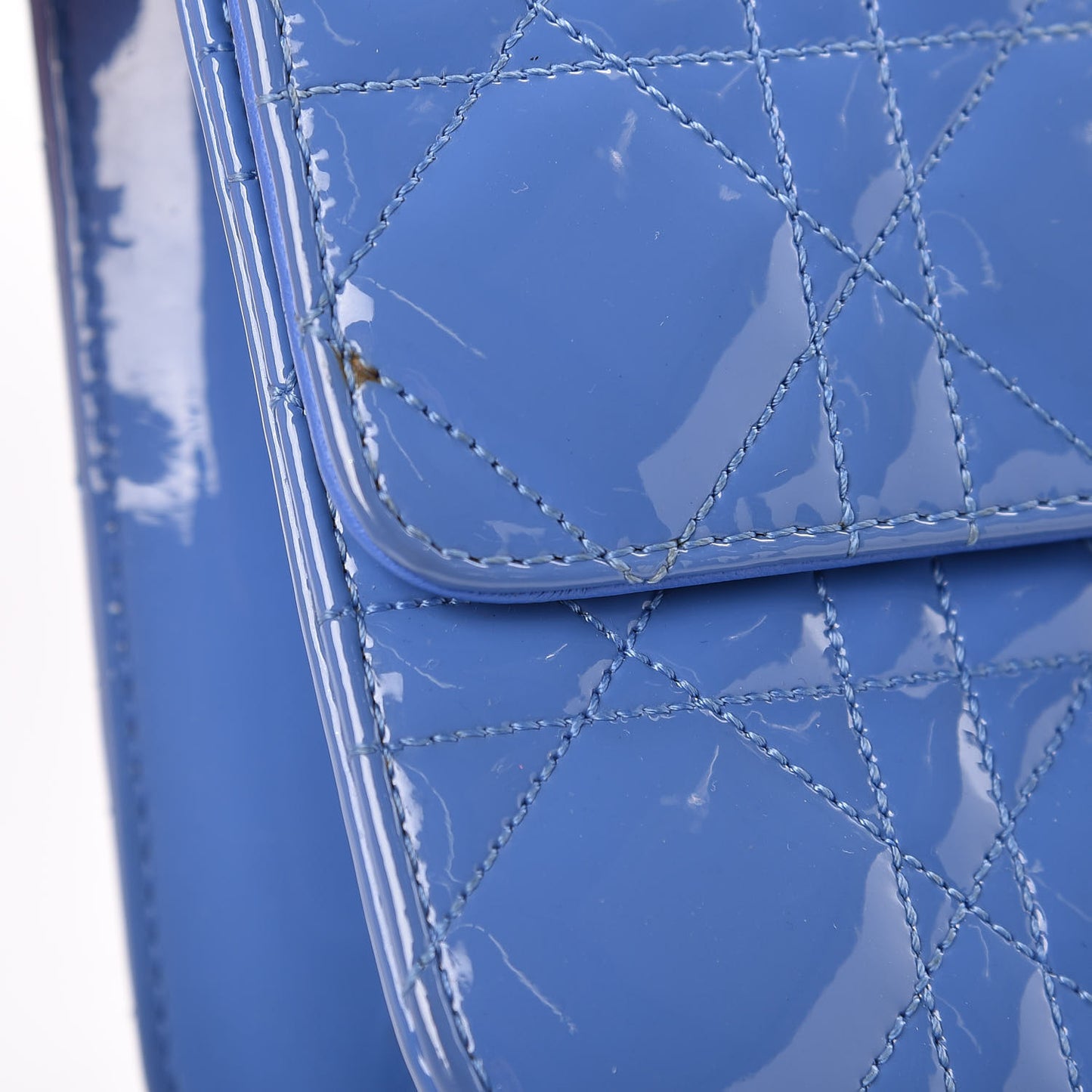 Patent Cannage Miss Dior Promenade Pouch Blue