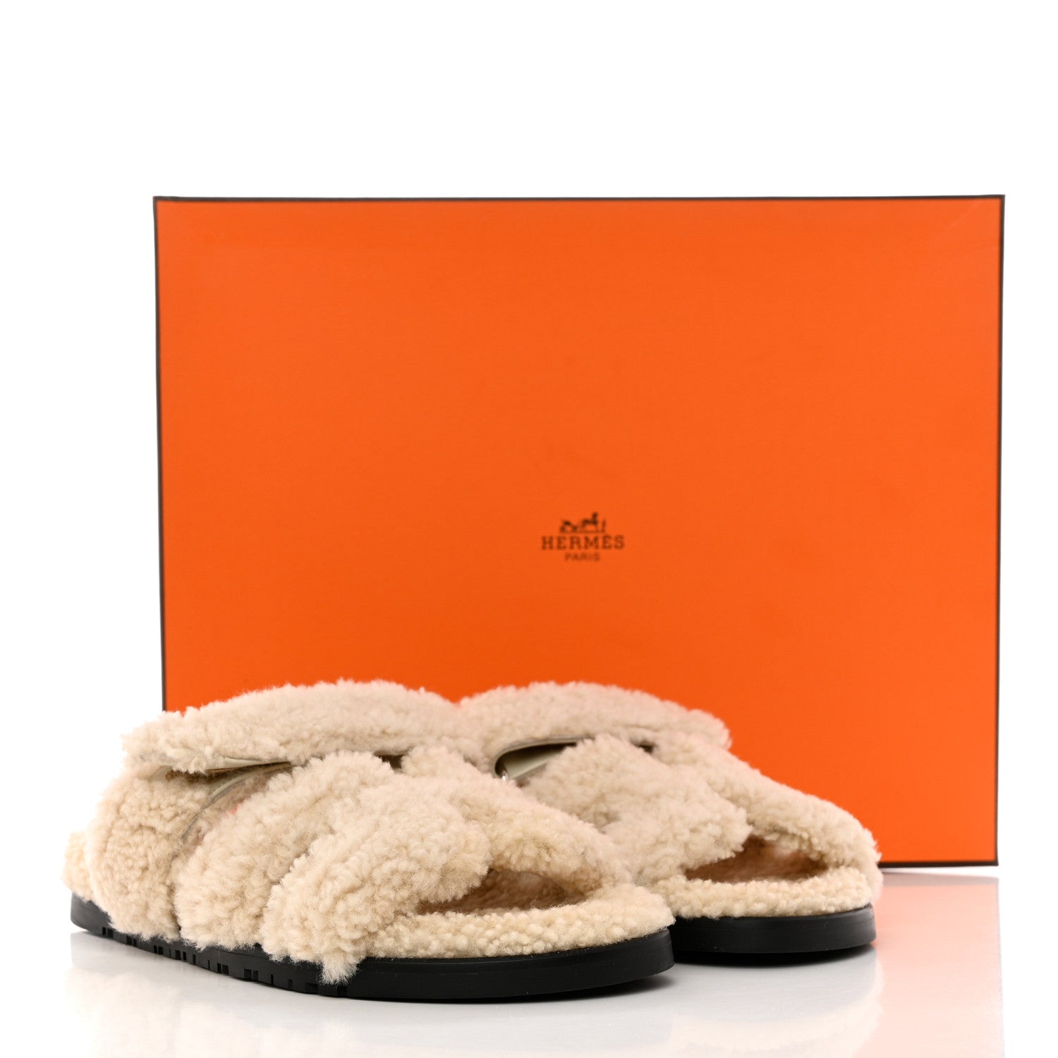 Hermes Woolskin Womens Chypre Sandals 38 Ecru 9 of 9