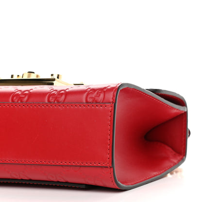 Gucci Guccissima Small Padlock Shoulder Bag Hibiscus Red 9 of 9