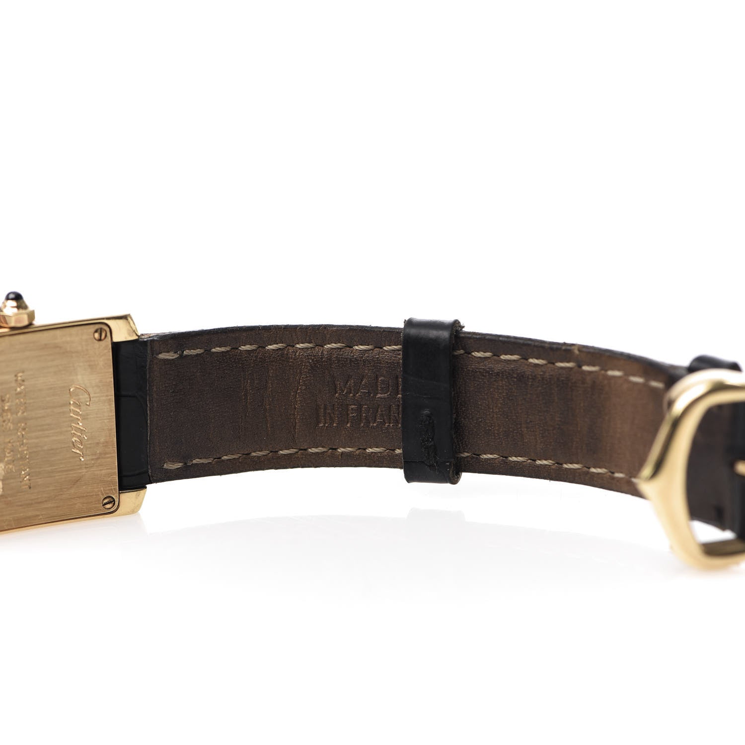 Cartier 18K Yellow Gold Alligator 20mm Tank Francaise Quartz Watch 8 of 11