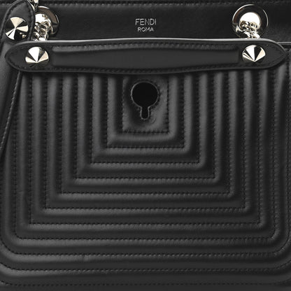 Fendi Shiny Nappa Trapuntata Small DotCom Click Chain Satchel Black 10 of 12
