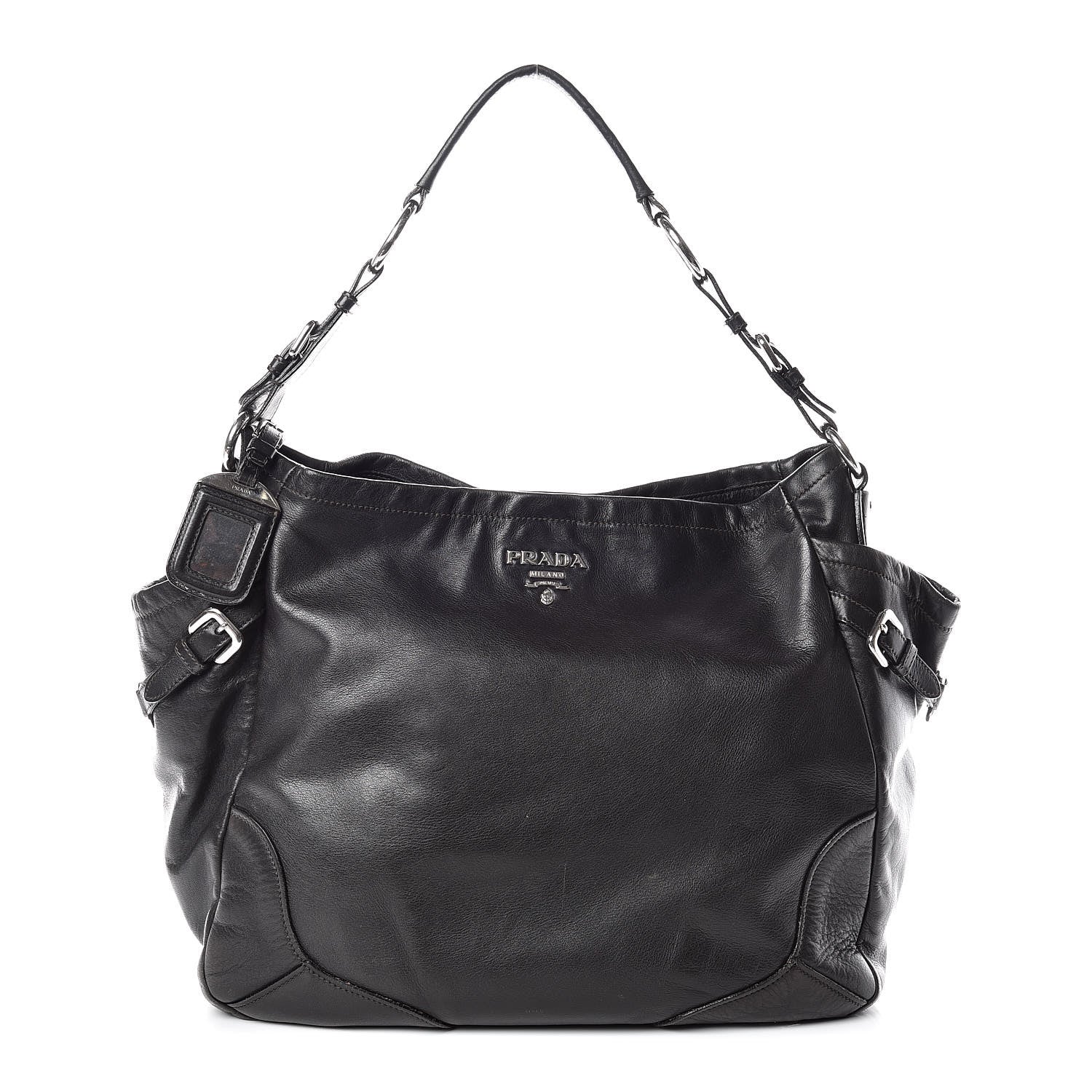 Prada Soft Calfskin Two Pocket Hobo Black 1 of 14