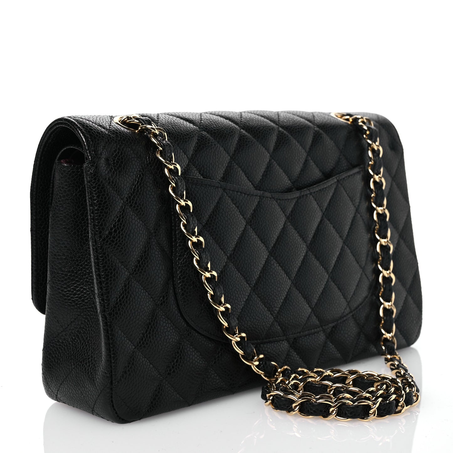 Caviar Quilted Medium Double Flap Black