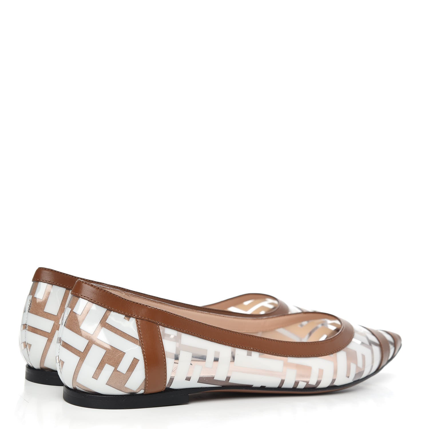 Fendi PVC Calfskin FF Colibri Ballerina Flats 39.5 White Cuoio 4 of 7