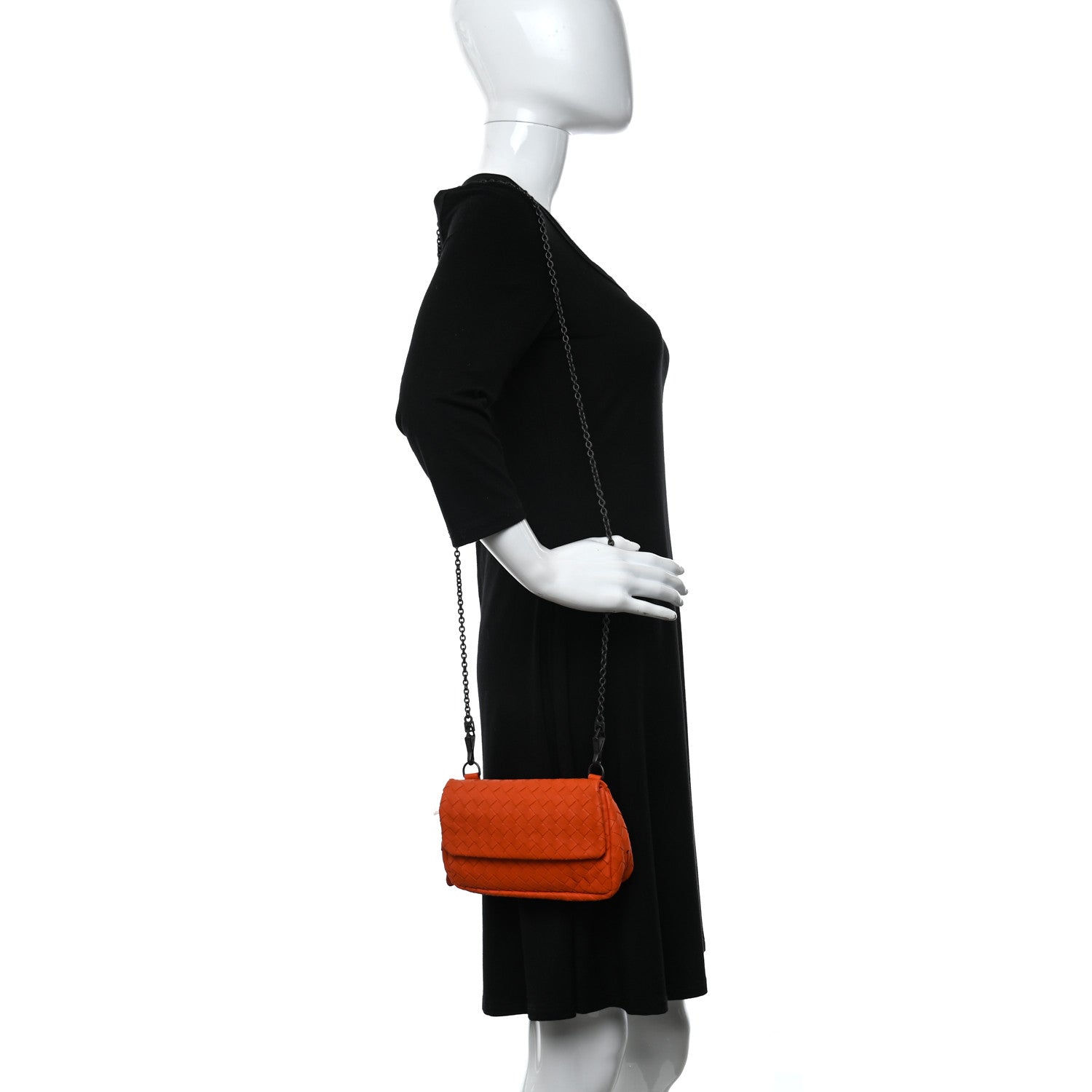 Bottega Veneta Nappa Intrecciato Small Chain Crossbody Tangerine 4 of 9