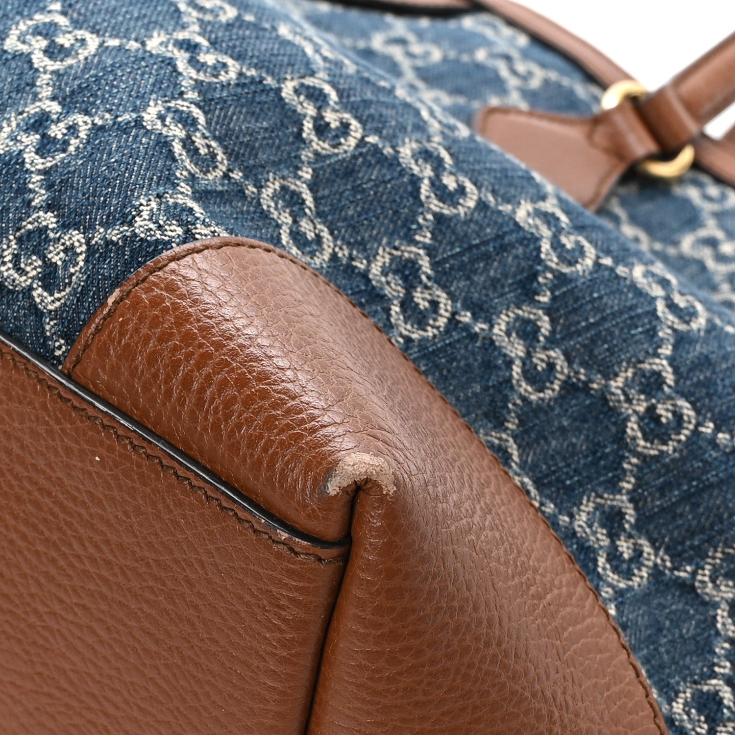 Gucci New Denim GG Monogram Medium Ophidia Shopping Tote Blue Tea Cuir 10 of 13