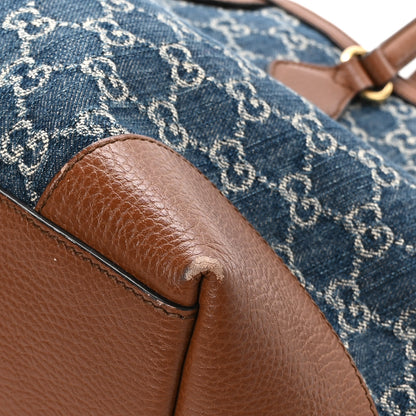 Gucci New Denim GG Monogram Medium Ophidia Shopping Tote Blue Tea Cuir 10 of 13