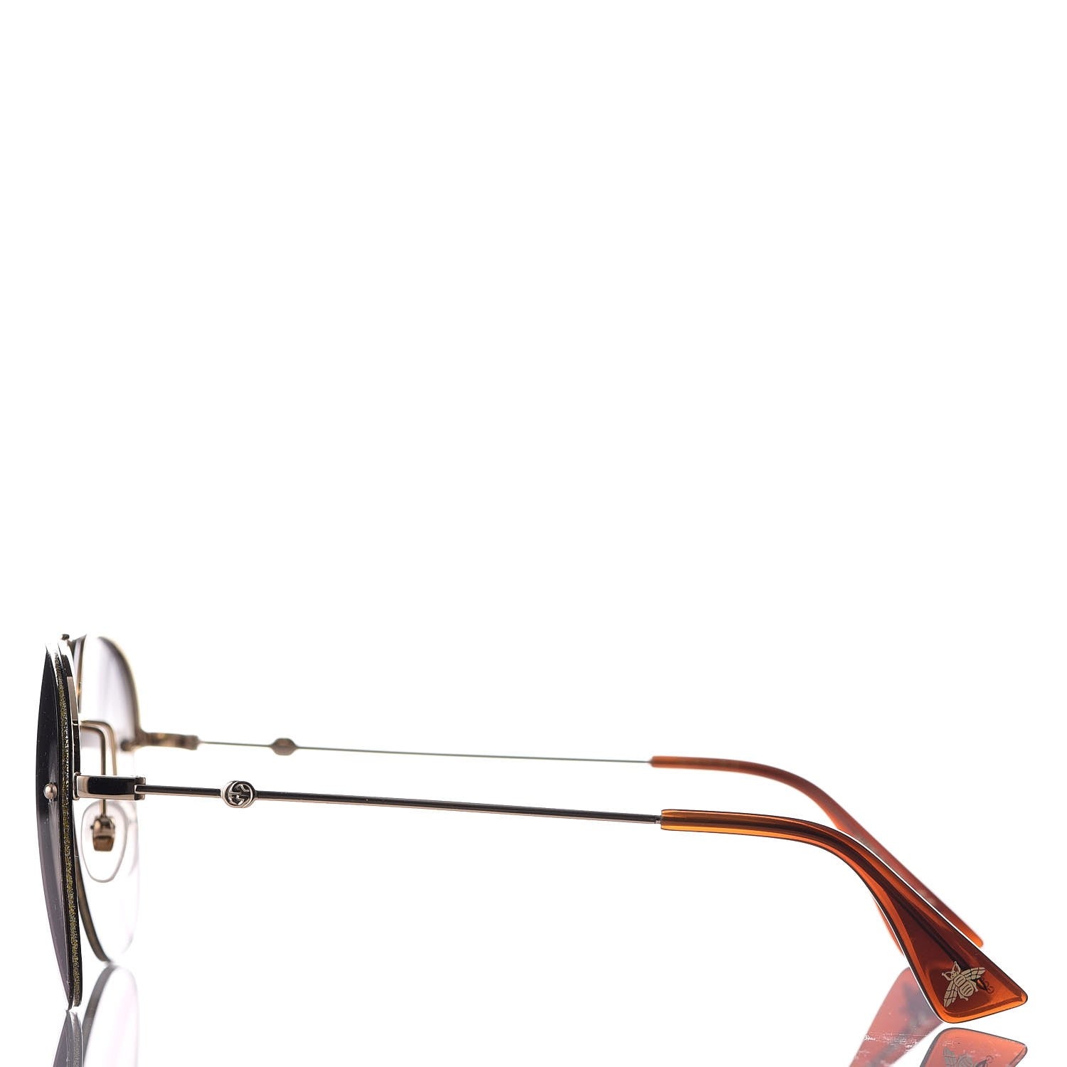 Gucci Metal Glitter Aviator Sunglasses G0227S Gold 4 of 8