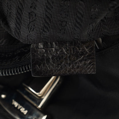 Prada Tessuto Nylon Vitello Foldover Pushlock Satchel Black 7 of 8