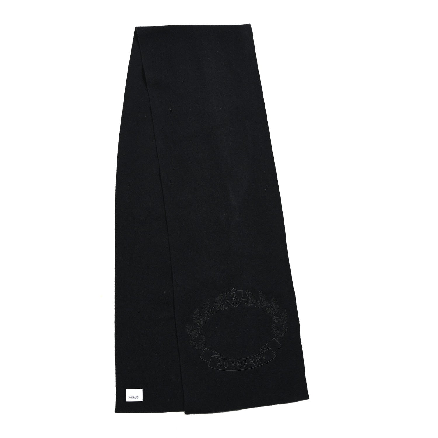 Burberry Cashmere Large Crest Embroidered Scarf Black 2 of 3