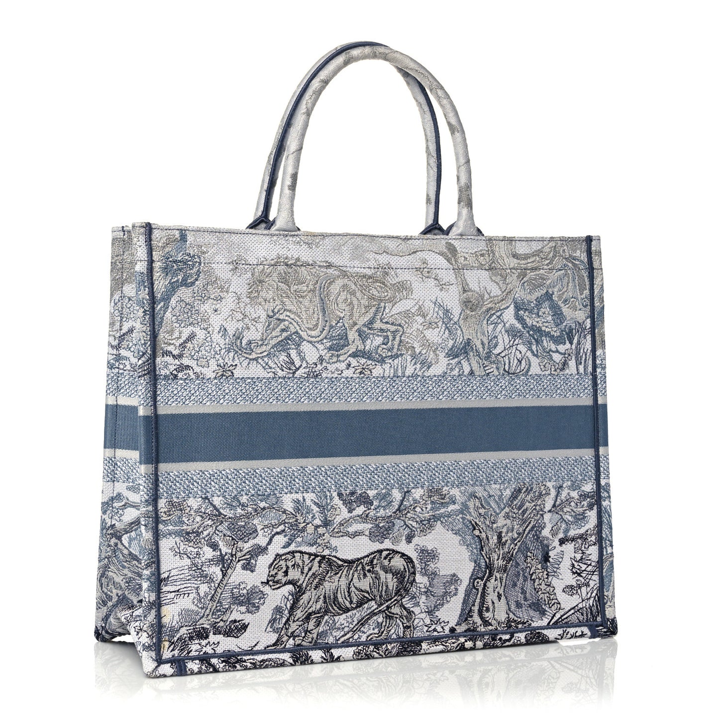 Gradient Canvas Embroidered Large Dioriviera Toile De Jouy Book Tote Blue