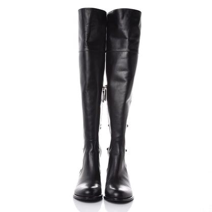 Valentino Garavani Calfskin Multi Bow Over the Knee Boots 38.5 Black 2 of 8