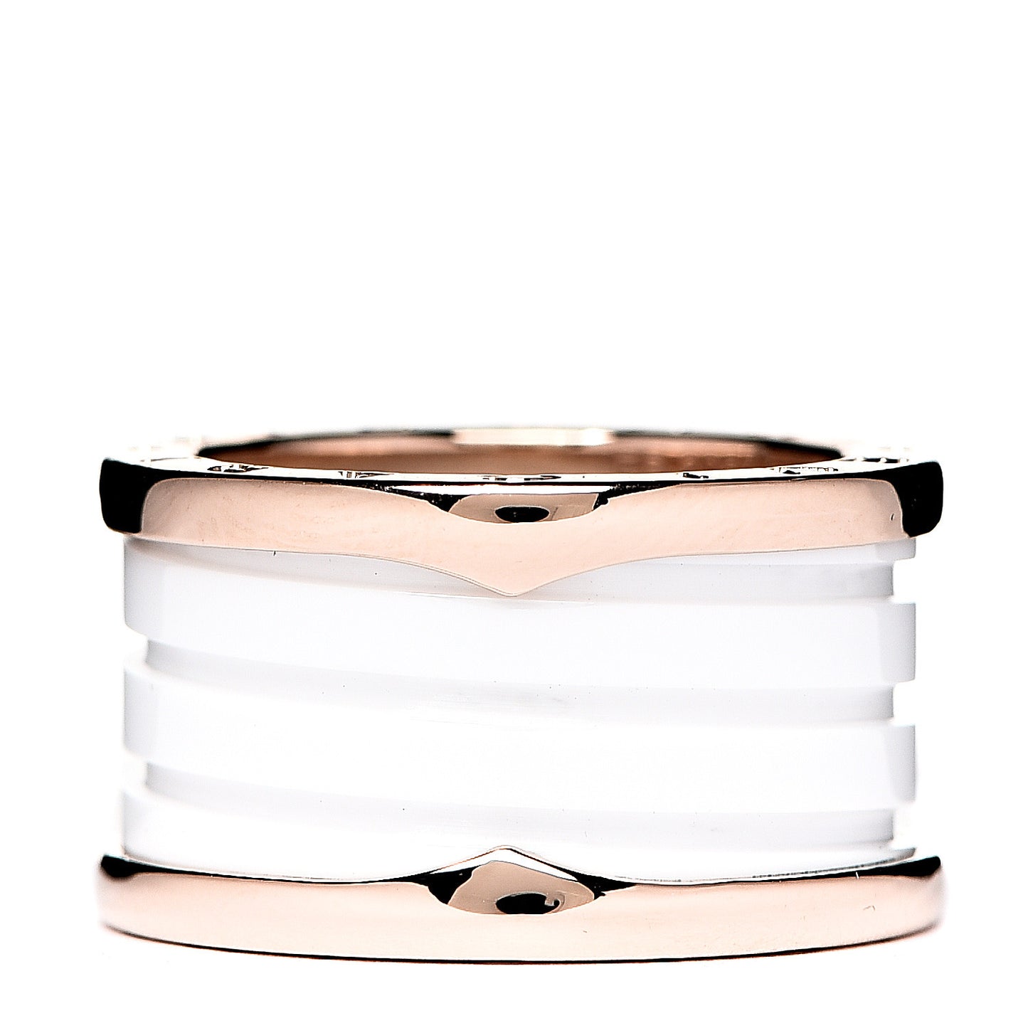 18K Rose Gold White Ceramic B.Zero1 Four-Band Ring 52 6