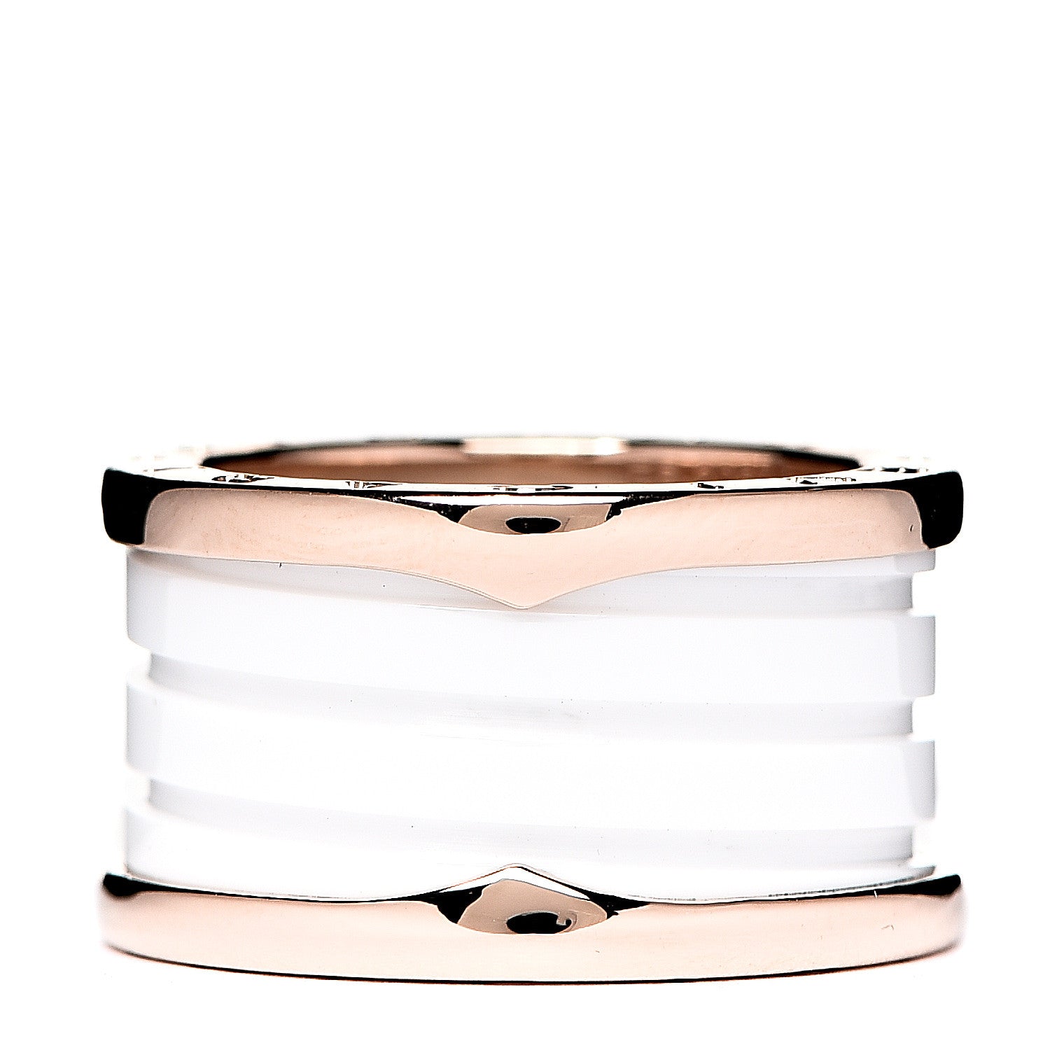 Bulgari 18K Rose Gold White Ceramic B.Zero1 Four-Band Ring 52 6 2 of 5