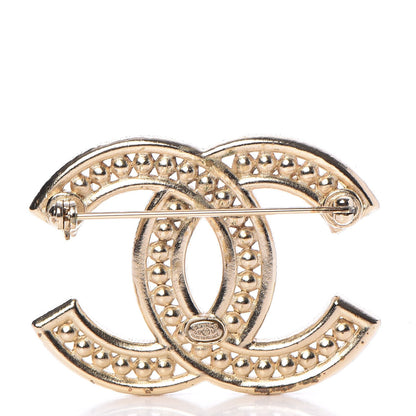 Chanel Pearl Crystal Baguette CC Brooch Gold 3 of 5