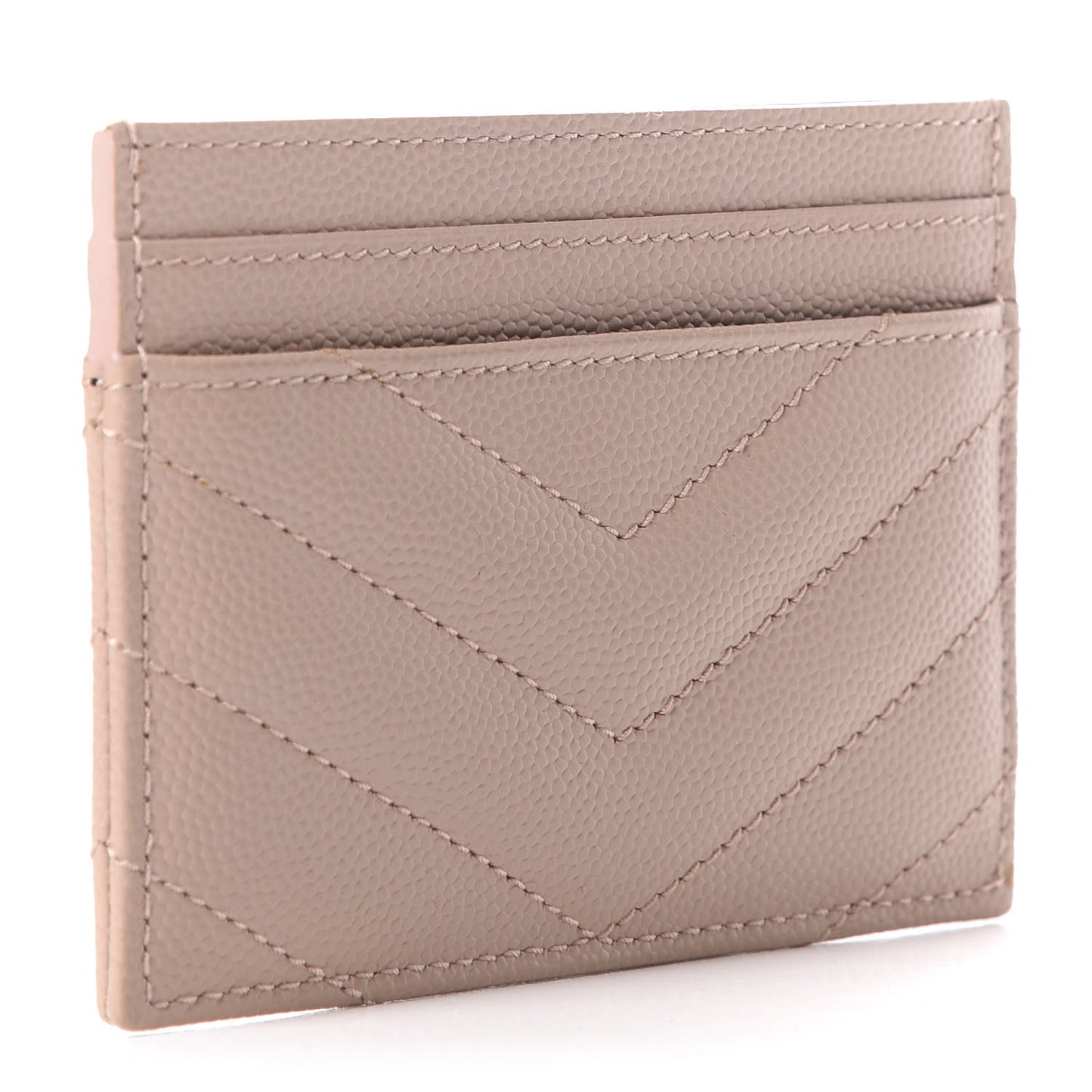 Grain De Poudre Matelasse Chevron Monogram Credit Card Case Pale Blush