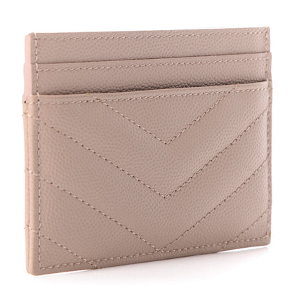 Saint Laurent Grain De Poudre Matelasse Chevron Monogram Credit Card Case Pale Blush 3 of 10